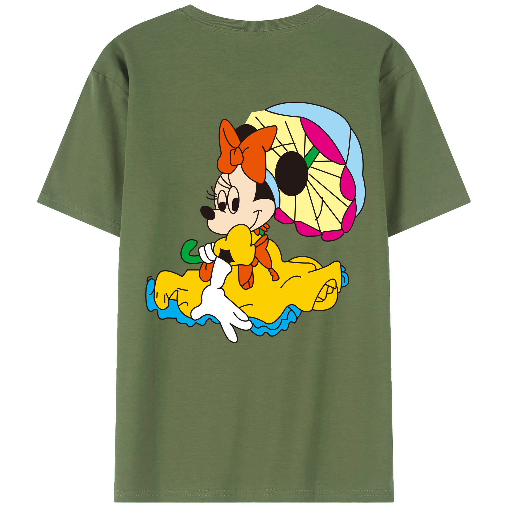 ミッキーマウス Mickey Mouse 綿100％ メンズ半袖Tシャツ（バックプリント） 通気性